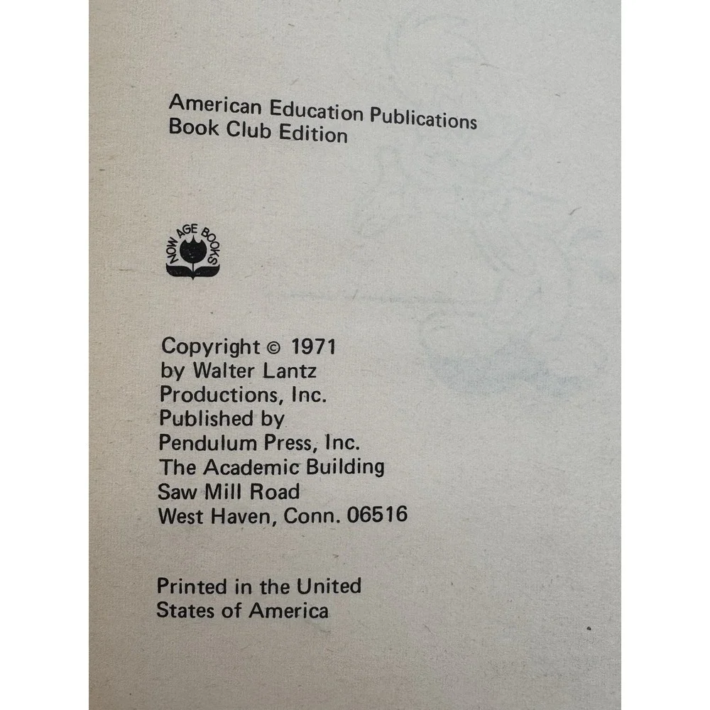 Woody Woodpecker Paperback 1971 Pendulum Press Walter Lantz Now Age Books‎